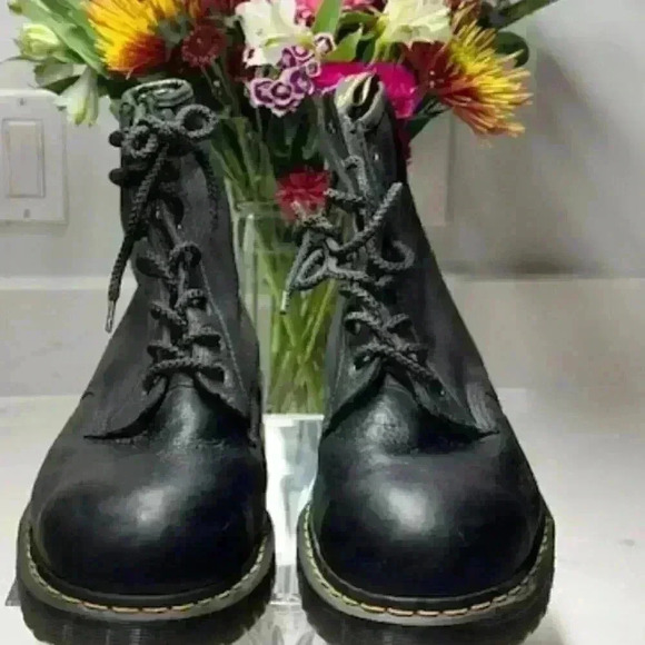 Men's Dr. Marten's Industrial Black Leather Steel Toe Work Boots Size 14 - Picture 1 of 9